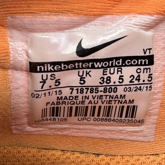 Nike Free TR Flyknit 5.0 Shoes Womens Size 7.5 Orange Pink Training 718785-800 - Picture 10 of 10